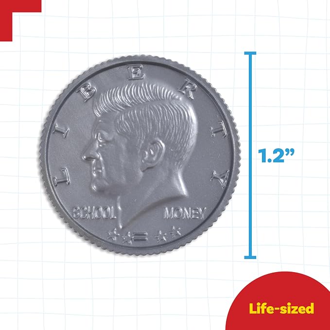 Learning Advantage Play Coins, Half-Dollars, Set of 50 Plastic Coins - Image 3