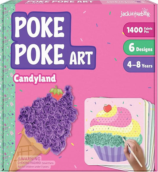 jackinthebox Poke Poke Art for Kids - Candyland Theme, Mess-Free Fabric Art and Craft, Flower Pressing Kits, Gift for Kids, Girl Gifts, DIY Activity Boy Gift, Toys for Girls and Boys Ages 4 5 6 7 8