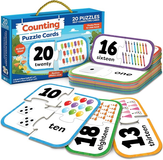 Number Puzzle Kindergarten Math Games - Number Puzzles for Kids Ages 3-5 - 20 Sets Matching Puzzle Toddler Learning Toys - Preschool Classroom Must Haves - Math Manipulatives Kindergarten by MomoNashi