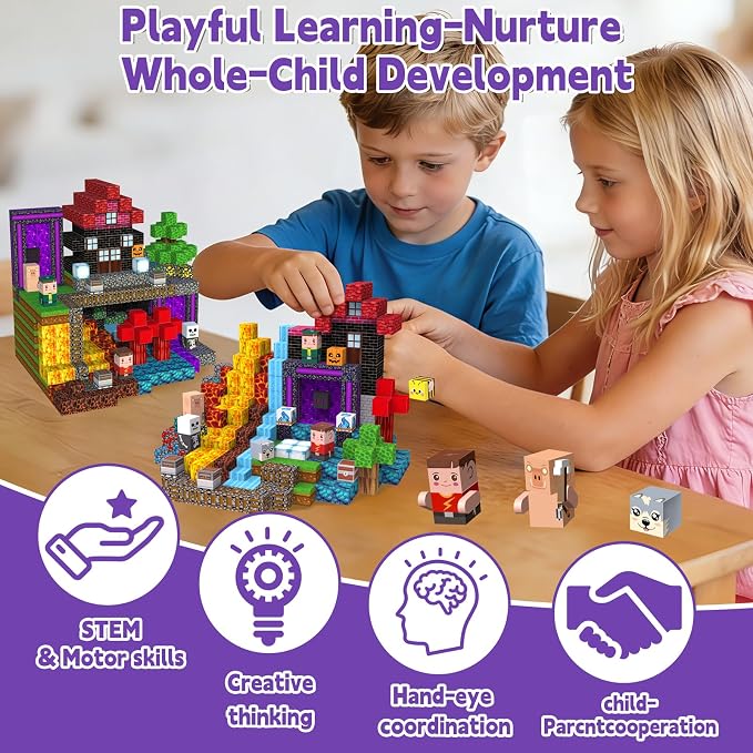 200pcs Magnetic Building Blocks Magnetic Cubes STEM Sensory Toy for Ages 3+ - Image 6