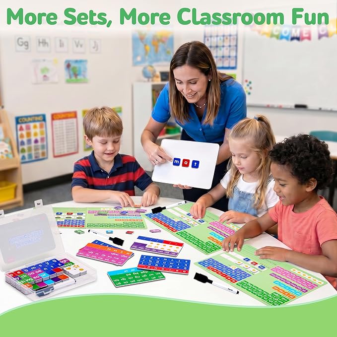 JoyCat 3 Sets Magnetic Letter Tiles, Word Building Folder, Phonics ABC - Image 4
