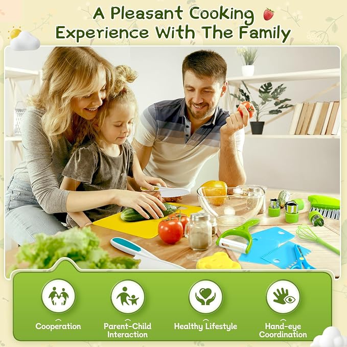 17 Pcs Kids Knife Set for Real Cooking Safe Kitchen Tools for Ages 4+ - Image 4