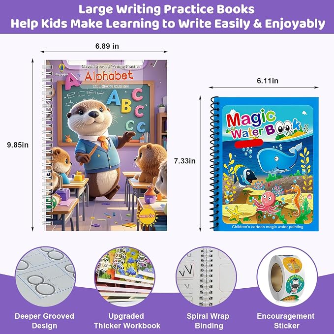 Magic Grooved Writing Practice Books for Kid, 8-in-1 Handwriting Kit - Image 7