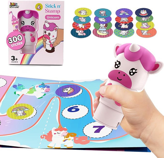 iPlay, iLearn Kids Unicorn Sticker Stamp Activity Set - 400+ Stickers 18-Page Activity Book, Toddler Creative Mess-Free Art Craft Educational Travel Toy, Birthday Stocking Gift 3 4 5 6 Yr Old Girl Boy