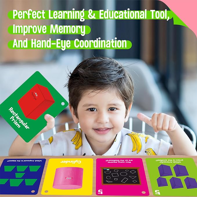 Color & Shape Flashcards, 50 Double-Sided Cards (30 Colors & 20 Shapes) Colorful Cards Educational Learning Tools for Preschool and Toddlers (3 Reclosable Rings Attached) - Image 5