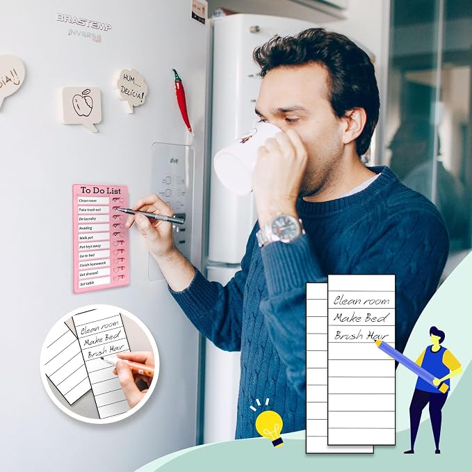 2 Pieces Chores Chart for Kids-Visual Schedule, Plastic Checklist Board, Detachable to Do List Whiteboard, Portable Routine Chart (pinkgreen) - Image 6