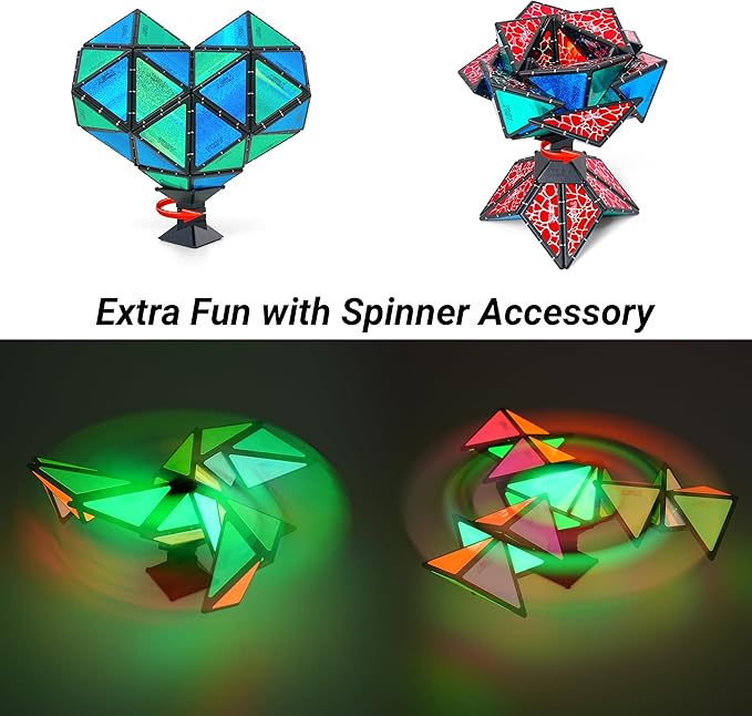 TOSY Magnet Pyramid Glow - 1 Cube Transforms into 1 Billion Shapes, 12 Pieces, 243 Rare Earth Magnets, Glowing, Christmas Stocking Stuffers Gift for Kids, Creative Puzzle STEM/STEAM Toy, 2-Pack