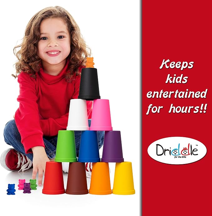 Driddle Colorful Counting Bears with Matching Cups - 100 Bears - Sort, Count & Color Recognition Learning Toy for Toddler & Kids - Montessori Education - Preschool Game - Image 7