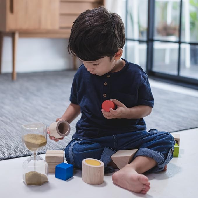 PlanToys® Geo Matching Blocks Wooden Shape Sorting Toy for Kids Ages 2+ - Image 9