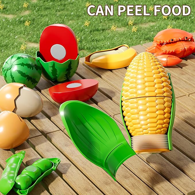 NIPLOOOW Play Food Set for Kids, Toddler Learning Toys, Cutting Food Toy Color Sorting Set, Pretend Food Play Kitchen Accessories for Kids, Birthday Gifts for 3-8 Years old Boys Girls Educational Toys - Image 4