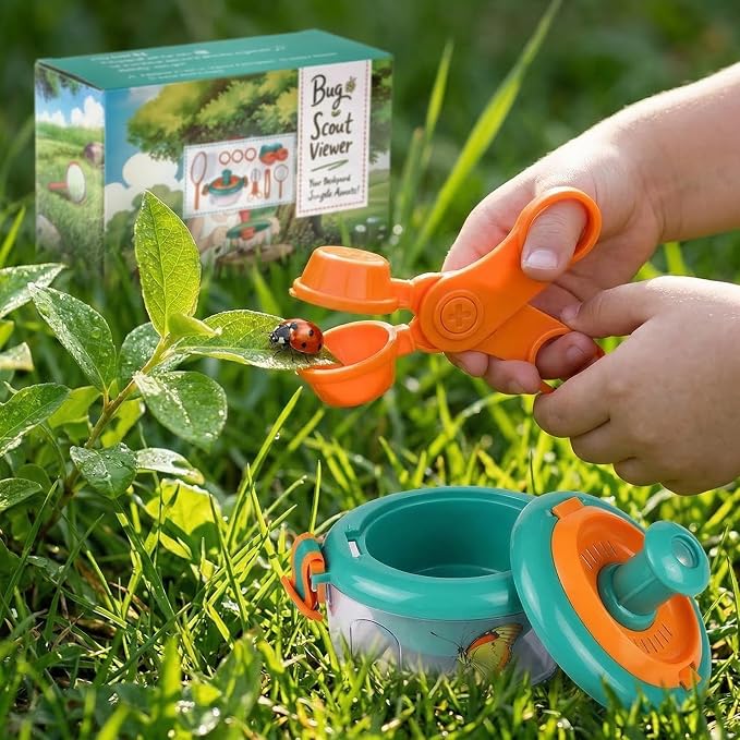 Bug Catcher Kit 13 Pcs - Insect Catching Set with Net, Habitat, Magnifier & Tweezers - STEM Outdoor Toy for Kids Age 3+ (Orange 13 Pcs) - Image 4