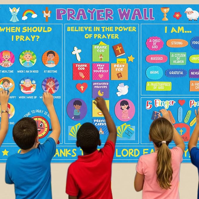 Cinrobiye Christian Prayer Wall Felt Board Kit, Bible Prayer Bulletin Board with Prayer Request Cards, Reusable Church Prayer Wall Decorations for Bible Study, Worship, Prayer Room Home Decor - Image 5
