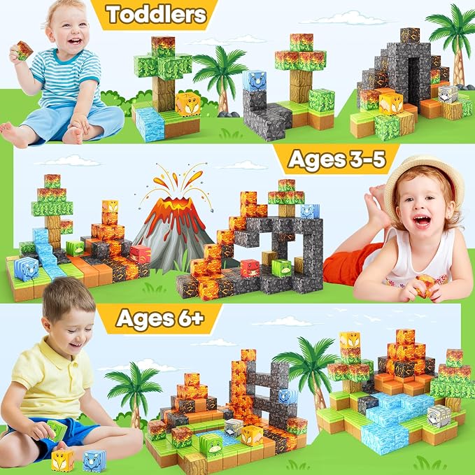 Dinosaur Toys Magnetic Blocks Volcano Edition - STEM Toys for Kids Age 3+ - Image 9