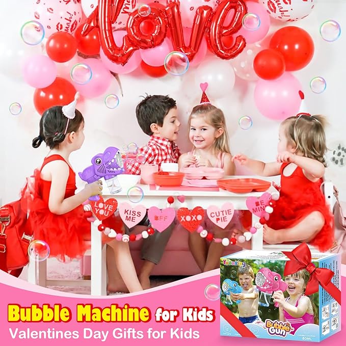 3-Pack Gifts for Girls Bubble Gun - Auto Light Up Bubble Machine with Refills for Kids Toys Girls Ages 6-8 Birthday Gift Party Favors Eassentials Easter Stocking Stuffers Valentine (Green+Pink+Purple)