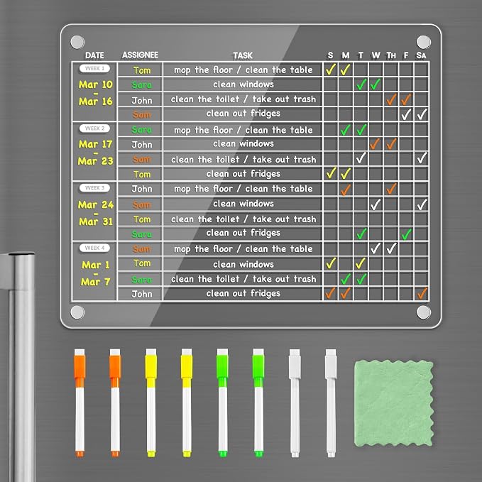 PigPotParty Magnetic Fridge Chore Chart for Kids & Roommates, 12x9.5 Inch - Image 8