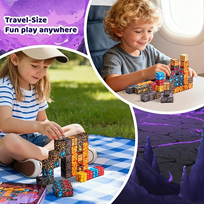 49PCS Magnetic Blocks with Iron Storage Box, Magnetic Cubes Tiles - Image 2