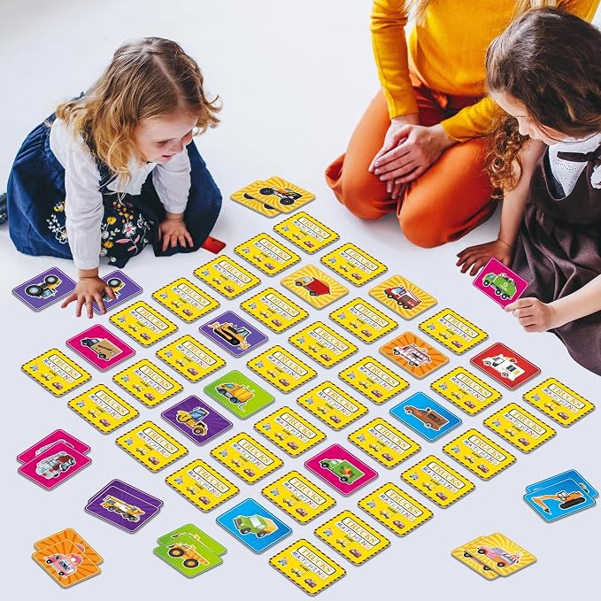 gisgfim 100 PCS Memory Matching Game Trucks Concentration Memory Card Games for Kids Preschool Educational Ages 3-8 A Fun & Fast Vehicle Theme Matching Games - Image 5
