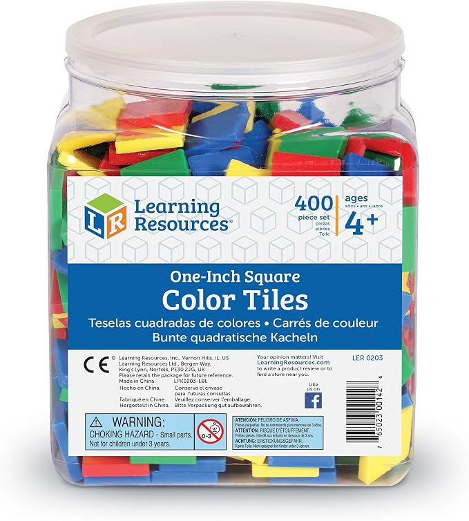Learning Resources Square Color Tiles, Counting, Sorting Toy, Set of 400 in 6 Colors, Ages 4+ - Image 5