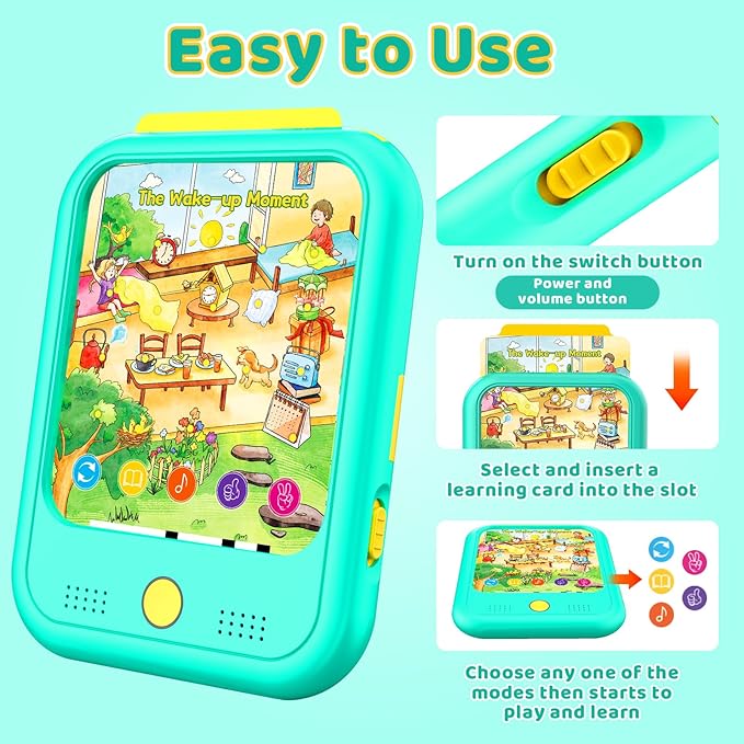 Kids Learning Tablet Bilingual, Educational Learning Toys for Toddlers 2-5 Year Olds, with 2000+ Words and Games, Autism Sensory and Speech Therapy Toys, 2 3 4 5 Year Old Boy Girl Birthday Gift(Green)