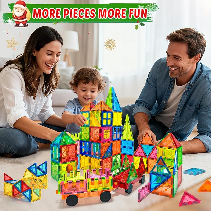 NVHH 100PCS Magnetic Tiles Blocks for Kids Ages 3-5 4-8 STEM Learning Toys - Image 2