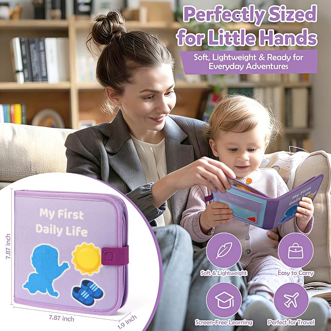 Busy Book for Toddlers 1-3,Montessori Daily Life Felt Activity Book - Image 7