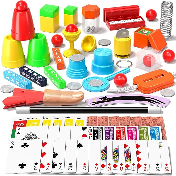 Magic Kit for Kids 6-8-10-12, 130 Magic Tricks Set for Kids with Magician Costume and Magic Wand, Board Game Christmas Birthday Gifts Toys Magic Set for Ages 6 7 8 9 10 11 12 Years Old Boys Girls