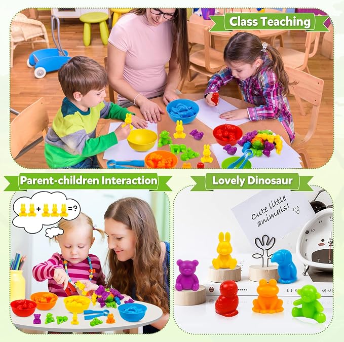 Counting Animal Matching Games Color Sorting Toys with Bowls Preschool Learning Activities for Math Educational Sensory Training Montessori Toy Easter Gifts for Toddlers Kids Boys Girls Ages 3 4 5 6 - Image 5