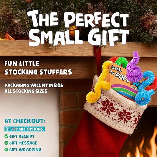 BUNMO Stocking Stuffers for Kids - Pop Tubes - Sensory Toys - Toddler Toys - Imaginative Play & Stimulating Creative Learning - Stocking Stuffers for Toddlers - 8 Pack Small