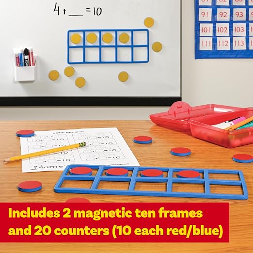 LEARNING ADVANTAGE Giant Magnetic Foam Ten Frames with 20 Disks - Image 2