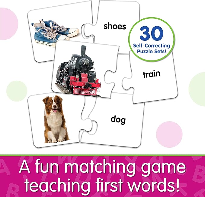 The Learning Journey: Match It! - First Words - 30 Piece Self-Correcting Words with Matching Images for Emerging Readers - Sight Words Puzzle for Kids Ages 3 and Up - Award Winning Toys , White - Image 2