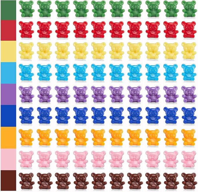 XINHUIDALSQ 90 Pieces Colored Counting Bears 0.62 Inch Rainbow Counting Bears Set 9 Colors Mini Plastic Bear Math Manipulatives for Toddlers Suitable for Ages 3+ Kids by XINHUIDALSQ