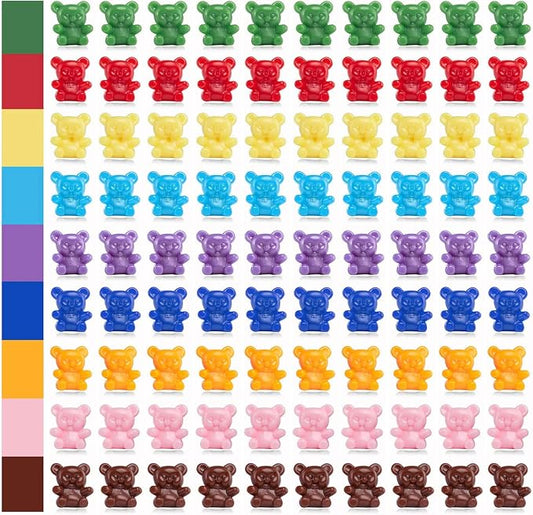 XINHUIDALSQ 90 Pieces Colored Counting Bears 0.62 Inch Rainbow Counting Bears Set 9 Colors Mini Plastic Bear Math Manipulatives for Toddlers Suitable for Ages 3+ Kids by XINHUIDALSQ