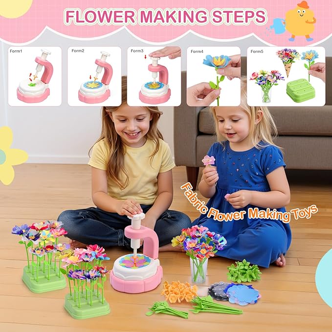 ACGASK Art Kits for Kids Ages 6-9 - Craft Kits for Girls Ages 8-12 & Creative Arts Set and Crafts for Girls Age 6-8- Perfect DIY Fabric Flower Bouquet Craft Toy and Art Gifts for Ages 4-12 Girl