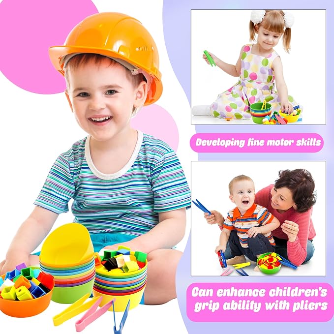 40 Pieces Sorting Bowls and Tweezers for Preschool Counting and Sorting Toy Include 20 Sorting Bowls 20 Tweezers for Kids Math Early and Fine Motor Skill Education - Image 5