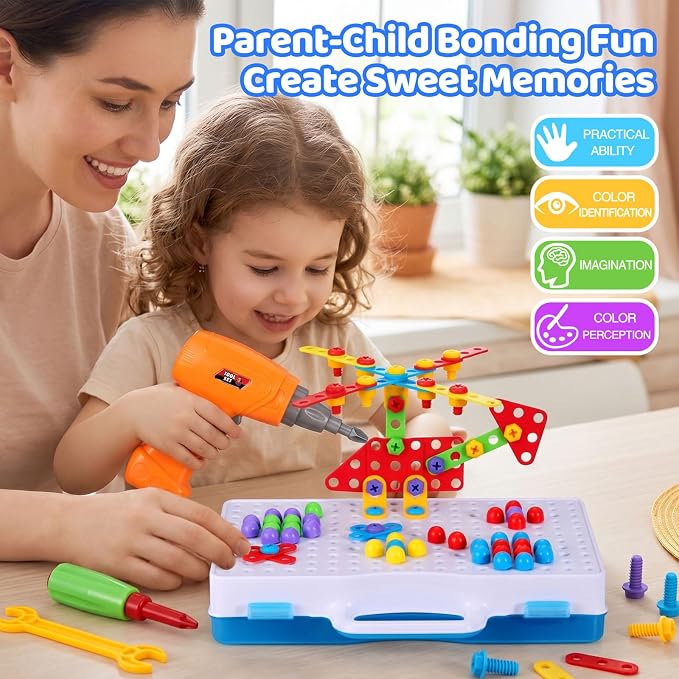 STEM Building Toys 224PCS Drill Screwdriver Set for Kids - Image 2