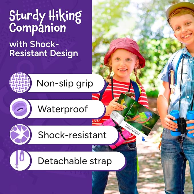 Think Peak Blue Binoculars Science Toy for Kids Ages 3-12 Years - Real Compact Outdoor Adventure & STEM Educational Nature Hiking Explorer for Bird Watching, Camping Children’s Birthday Gift - Image 3