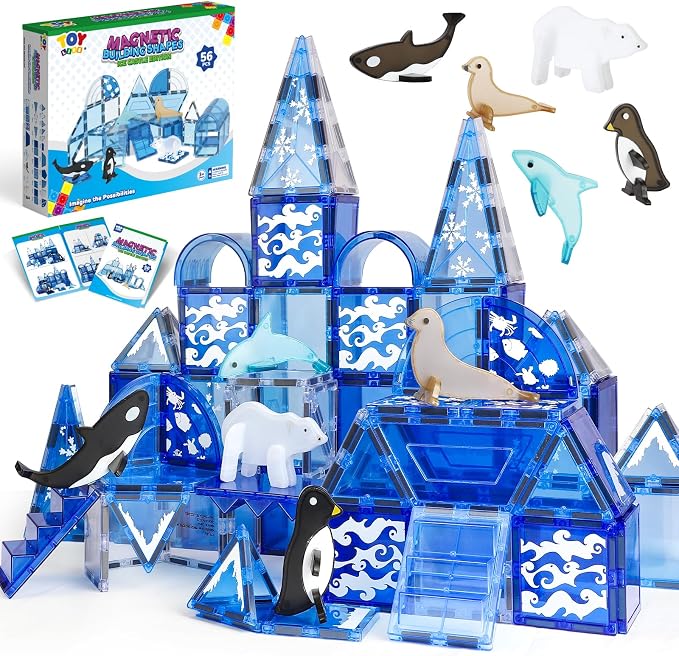 TOY Life Arctic Animal Magnetic Tiles, 56-Piece STEM Set, Ages 3-8 by TOYLife