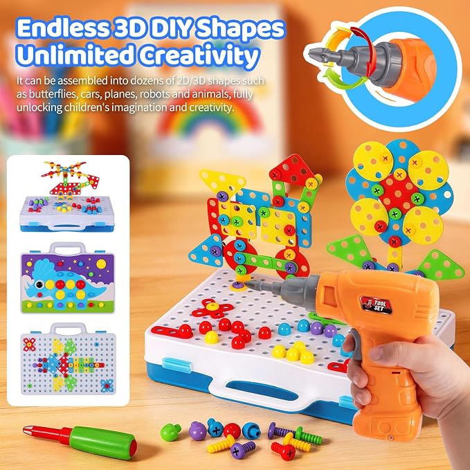 STEM Building Toys 224PCS Drill Screwdriver Set for Kids - Image 5