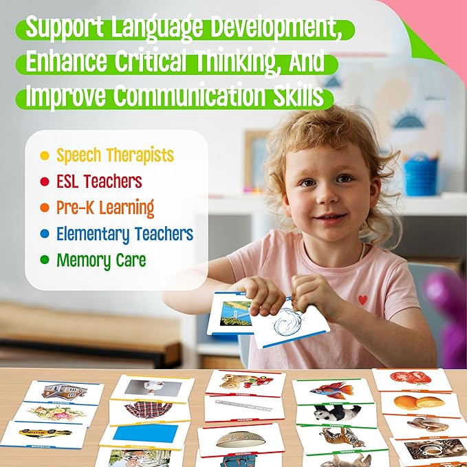 300 Noun Picture-Word Cards, Picture Flashcards Language Builder Visual Aid Speech Development Tool for Autism, ESL Teaching Materials for Adults, Non-Verbal Children Vocabulary Builder for Toddlers - Image 4