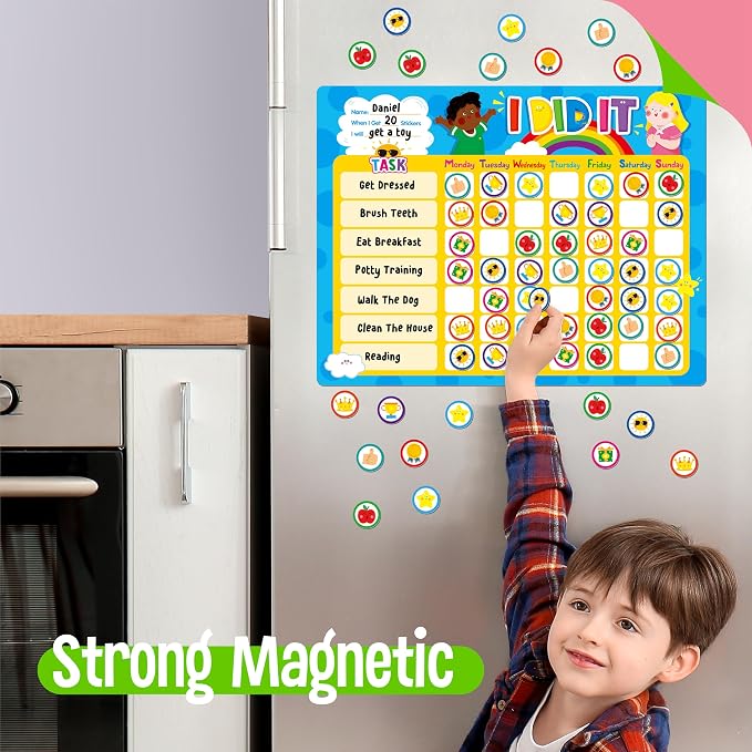 Magnetic Reward Chart, Dry Erase Task Board-One Chart & 72 Magnetic Reward Magnets, Behavior Tracker for Daily Routine, Potty Training - Image 3