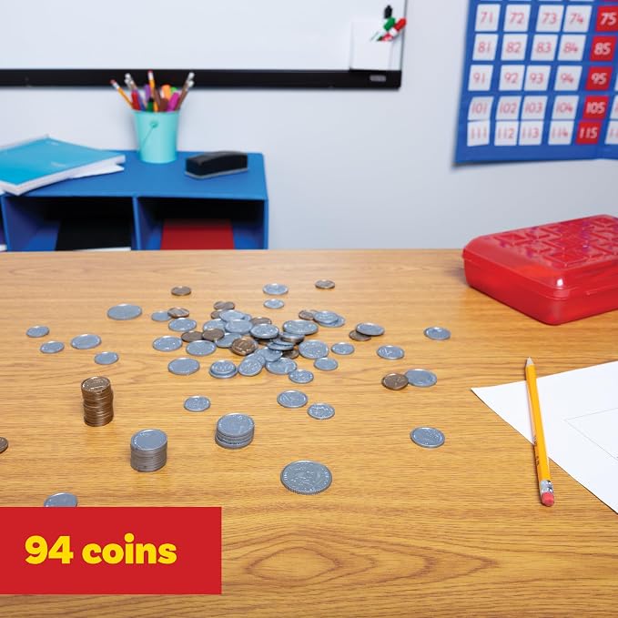 Learning Advantage Play Coin Set, Plastic, Realistic Coins for Pretend Play - Image 2