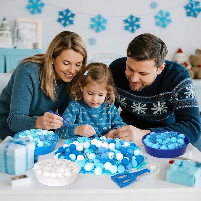 209 Pcs Winter Sensory Bin Items Winter Acrylic Snowflake Counting Sorting Sensory Bin Filler Fine Motor Toys Blue Snowflake Counts Xmas Counting Toys for Preschool Education Activities - Image 6
