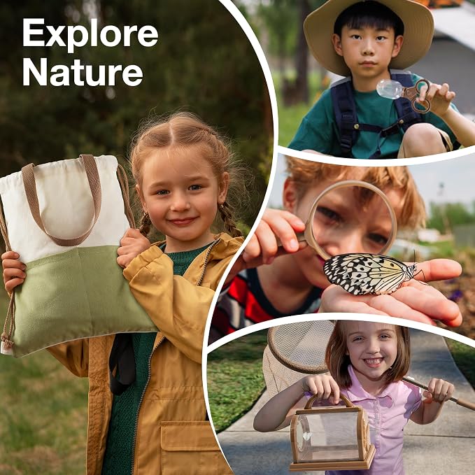 ROBOTIME Kids Explorer Kit, Outdoor Bug Catcher Kit for Kids with Magnifying Glass & Butterfly Net, Fun Bug Catching Kit for Backyard & Camping, Bug Catcher for Boys & Girls 3-12 - Image 6