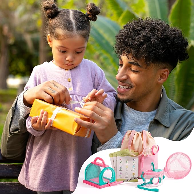 ROBOTIME Kids Explorer Kit & Bug Catcher Kit for Kids, 10PCS Outdoor Bug Catching Kit with Magnifying Glass & Net, Adventure Set for Backyard & Camping, Fun Gift for Girls 3-12 (Pink) - Image 8