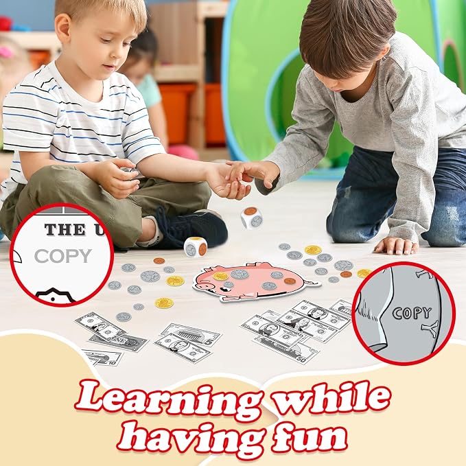 Kasfalci 140 PCS Money for Kids for Learning, Back to School Supplies,Math Manipulatives, Learning & Education Toys for Classroom, Pretend Play, Teacher and Homeschool Supplies - Image 7