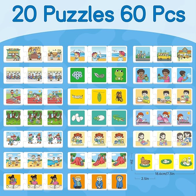Broytain Sequencing Puzzle Cards,Sequence Game for Kids,Toddler Puzzle,Speech Therapy Toy,Autism Learning Materials,Storytelling,Social Skill,Sentence Building,Learning Activities for 3 4 5 6 Year Old - Image 3