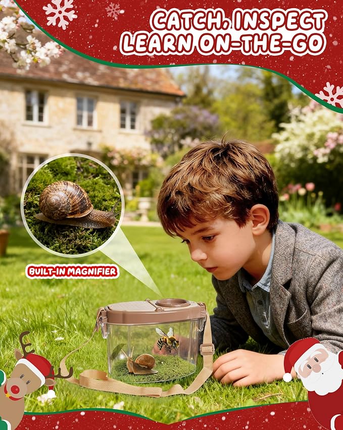 Bug Catcher Kit for Kids Outdoor Explorer Kit with Insect Cage, Observation Box, Magnifying Glass, 8 Toy Bugs, Net & 10 Cards, STEM Educational Toys Gifting for Boys & Girls Ages 3+ - Image 5