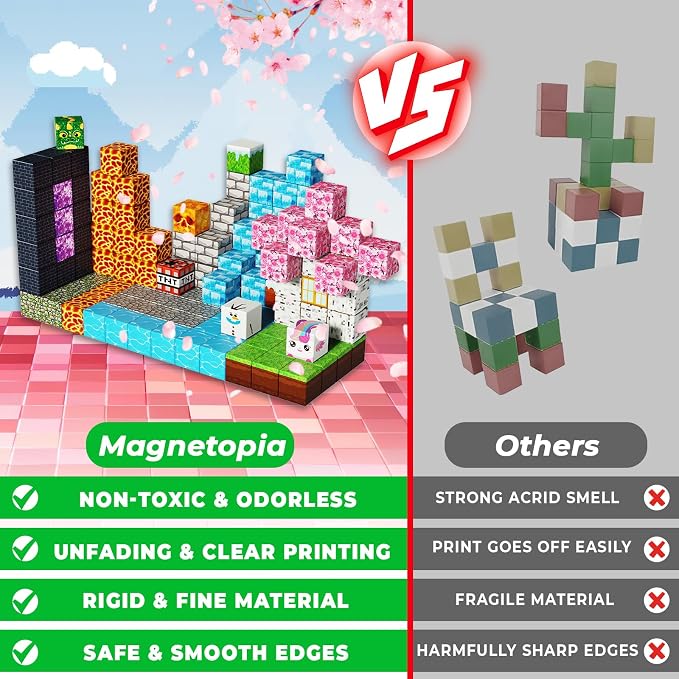 Magnetic Blocks - 150PCS Magnetic Building Block Cubes Dark Forest Glacier Castle, Magnet Toy Building Sets for Kids Age 3+, STEM Stacking Construction Toys Easter Gift for Boys Girls Age 4-8, 8-12 - Image 4