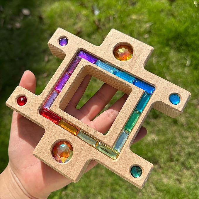 Wooden Colorful Acrylic Gem Trapezoidal Building Block for Kids (Only Colorful) by KOAICSToys