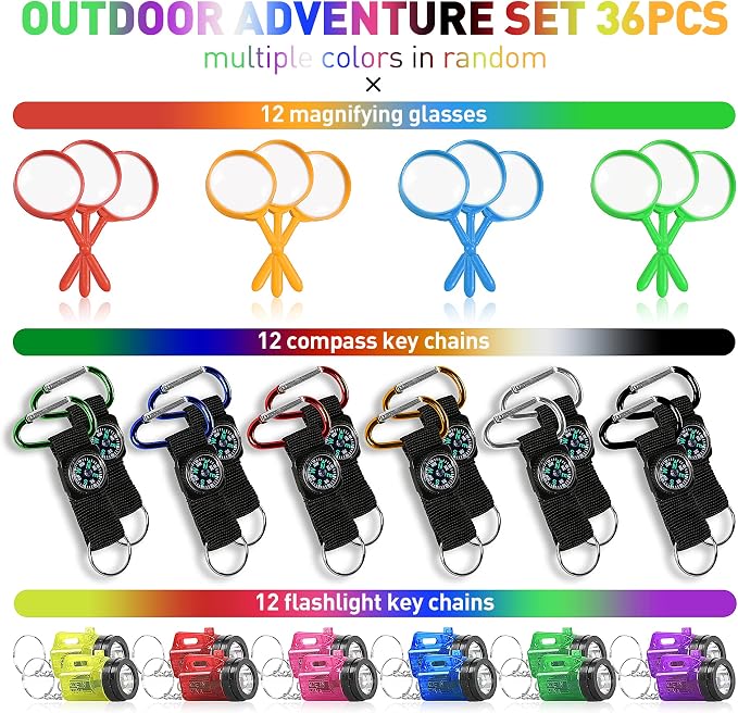 PROLOSO Nature Exploration Kit Outdoor Games Party Favors Toys for Kids Perfect for Adventure Theme Parties, Explorer, Camping, Hikes, Scouts 36 Pack - Image 2